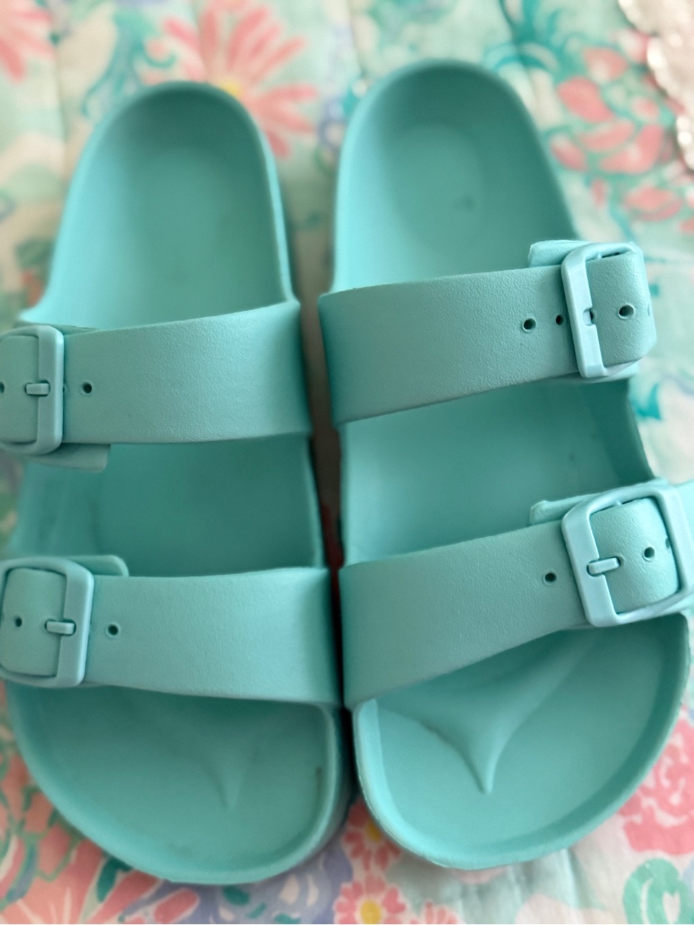 Birkenstock Arizona Eva Aqua Blue Double-Buckle Slide Sandals